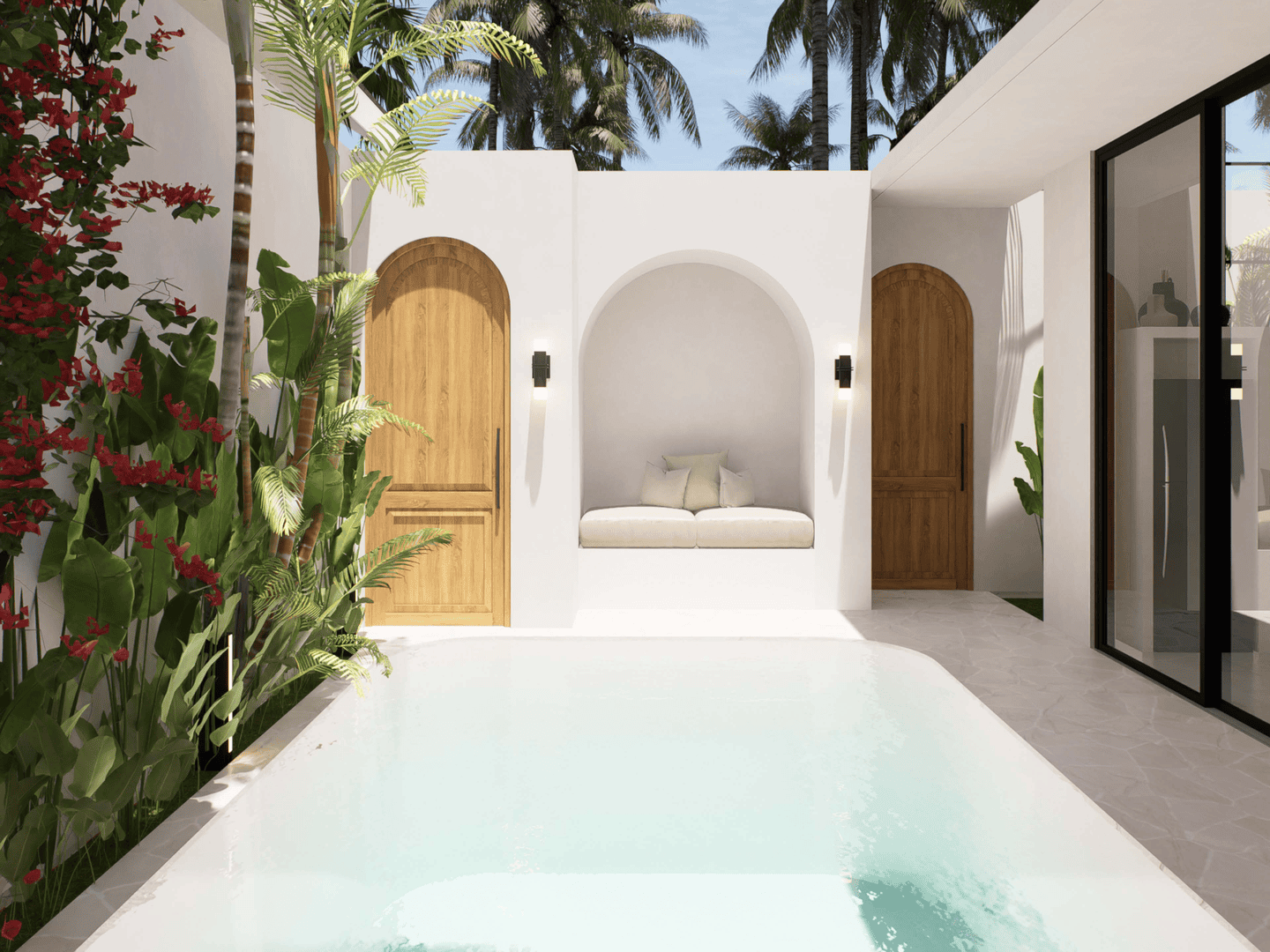 MEDITERRANEAN INSPIRED 2 BEDROOM VILLA IN FOR SALE LEASEHOLD IN PERERENAN BE-786 